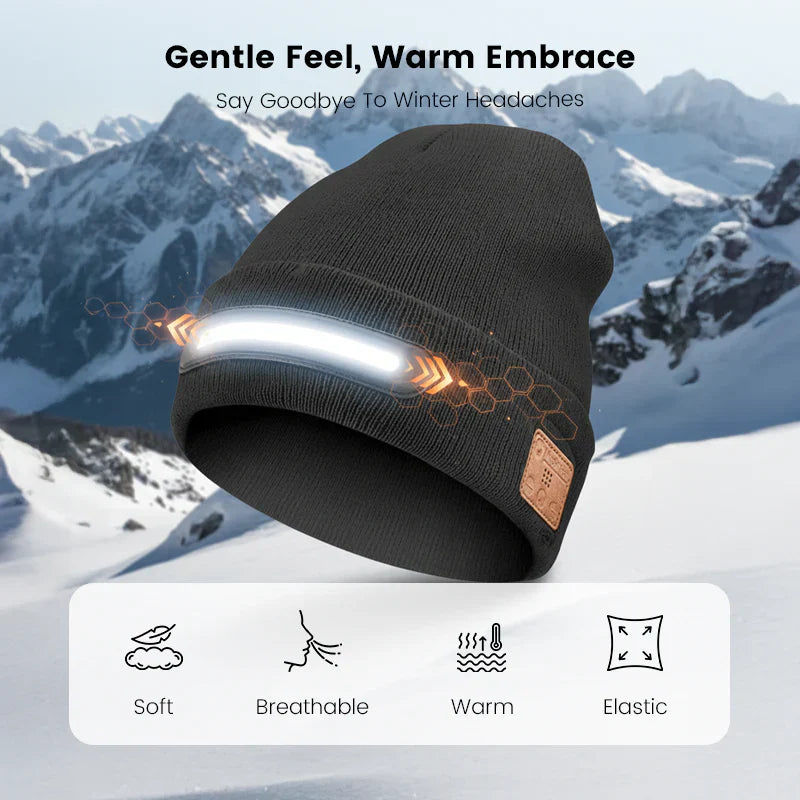 Rechargeable hat with Bluetooth and light