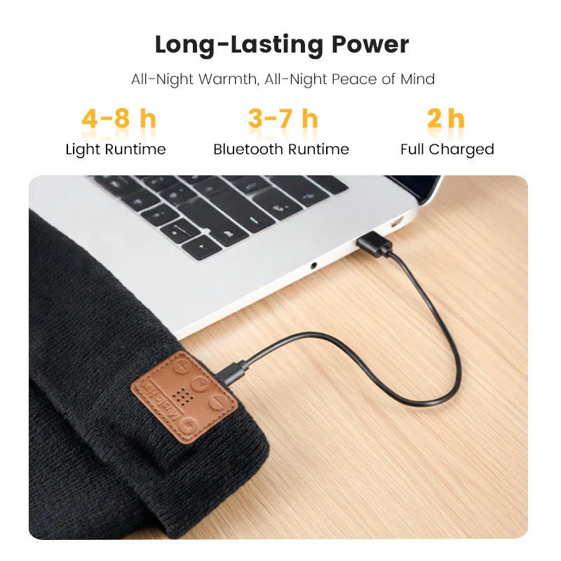 Rechargeable hat with Bluetooth and light